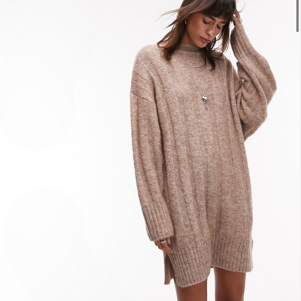 NWT Topshop Knit Dress in Mushroom